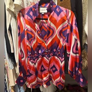 Alexis Vibrant Red and Purple Patterned Romper
